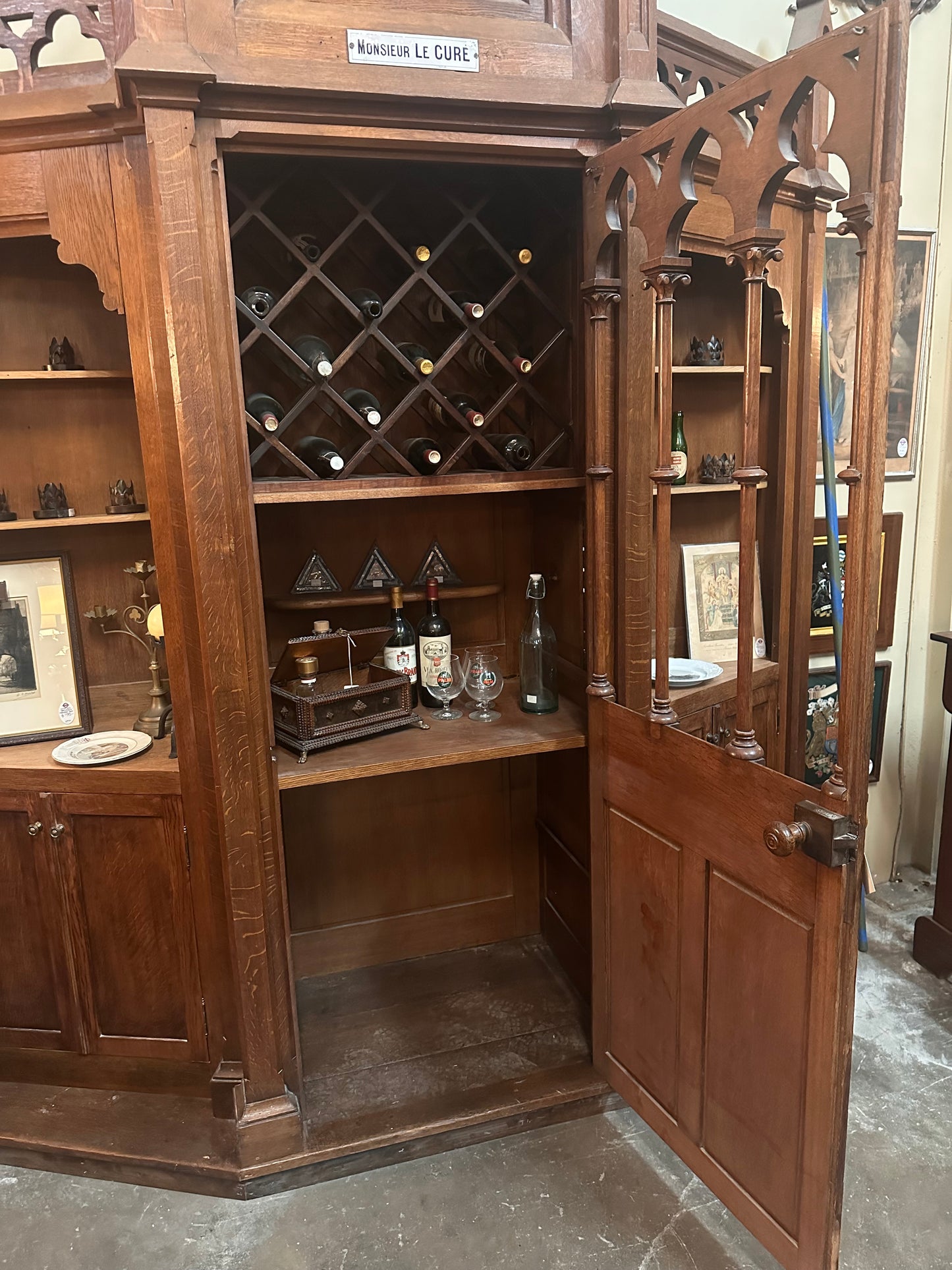 Gothic Confessional Bar Back/Wine Rack