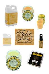 Tyler Candle Company products, detergent, candles, spray