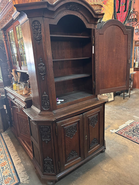 French Carved Clipped Corner Cabinet