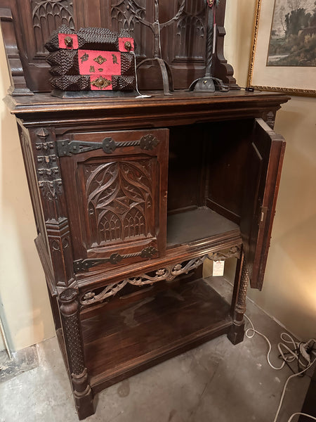 Tall Gothic Carved Buffet with Shields, Altar Piece