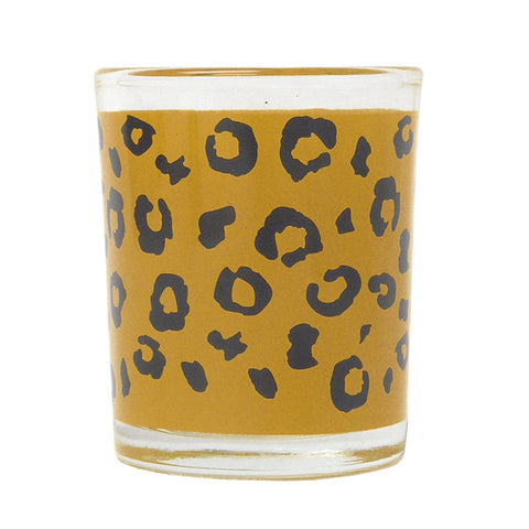 Black and Gold Leopard Votive Glass