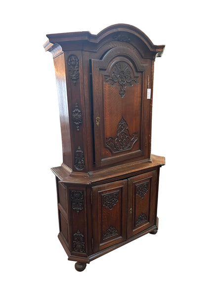 French Carved Clipped Corner Cabinet